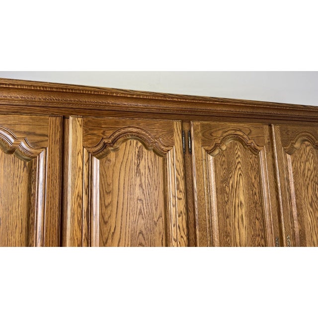 Brown Vintage French Style Carved Oak 4-Door Armoire For Sale - Image 8 of 12