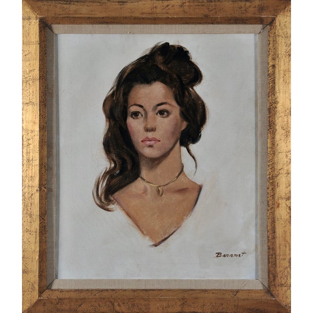 Modern "Portrait of an Exotic Beauty"-Custom Framed-Signed-R. Baranet For Sale - Image 3 of 3