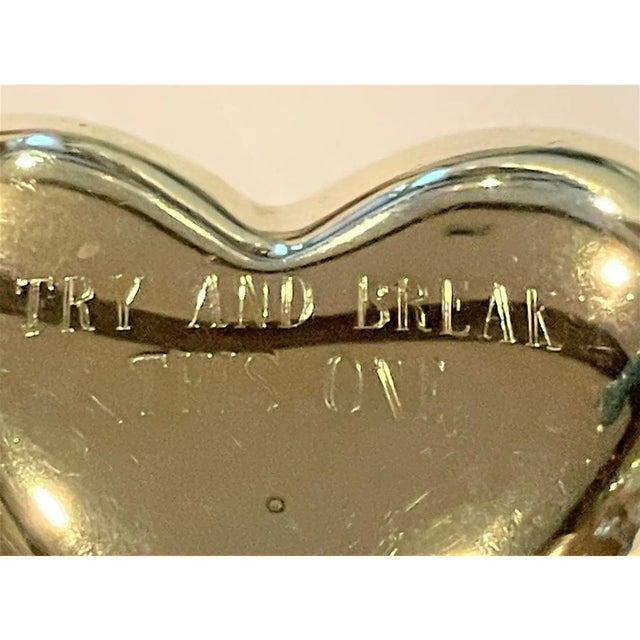 Metal "Try and Break This One", Mid-Century Alexander Sheilds Brass Heart Paperweight For Sale - Image 7 of 16
