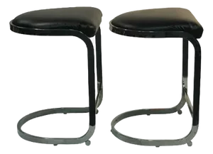 Late 20th Century Milo Baughman Style Bar Stools - Set of 2