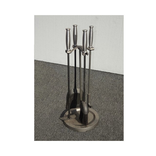 Fp2 Vintage French Country Black & Silver Fireplace Tools 4 Tools For Sale - Image 13 of 13