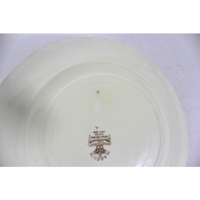 Antique Mason’s Green Bible Pattern Dinner Plate With Green Edge 10.25” Hand Painted Decorative For Sale - Image 10 of 10
