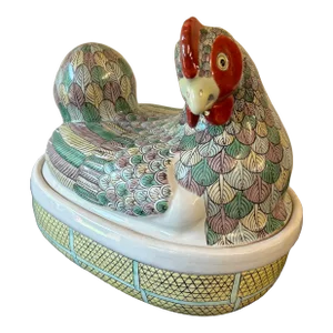 Chinese Export Ceramic Chicken Tureen,late 19th/Early 20th Century