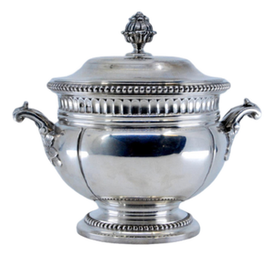 Gummed Silver Shield with Pearls on the Lid and Base