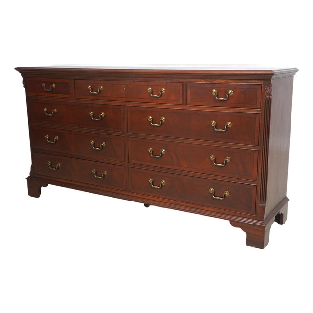 Ethan Allen Mahogany Inlaid Double Dresser For Sale