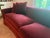 Maroon Mid Century Rolled-Arm Curved Sofa For Sale - Image 8 of 10