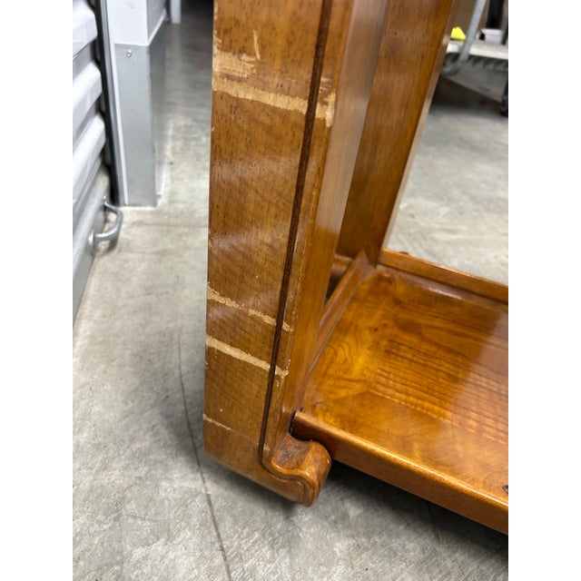 Vintage Mid 20th Century Ming Style Burl Wood Console Sofa Table With Glass Panels For Sale - Image 4 of 11