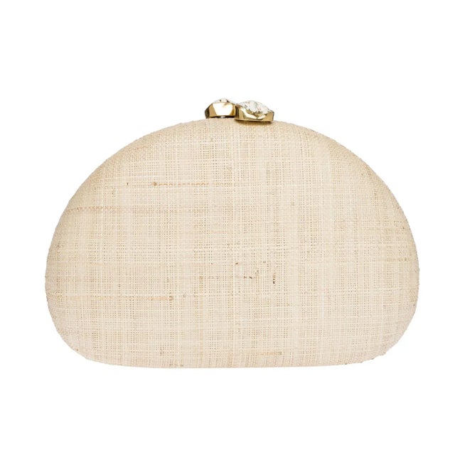 Contemporary Berna Natural / Pink / Coral Dome Clutch For Sale - Image 3 of 4
