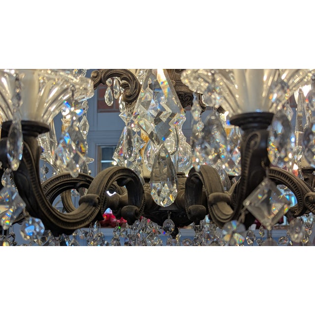 Antique Rococo Revival Chandelier, Metal & Crystal, France For Sale - Image 14 of 17