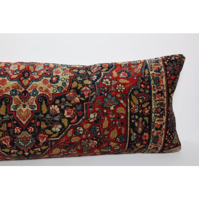 Authentic Antique Tribal Lumbar Pillow – Multicolor Textile Cushion -16'' X 46'' For Sale In Tampa - Image 6 of 11