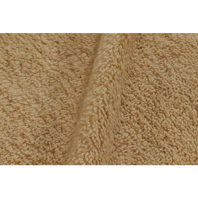 Textile Vintage Turkish Tulu Rug, Beige Field With Brown Border in Soft Pile - Rug & Kilim For Sale - Image 7 of 8