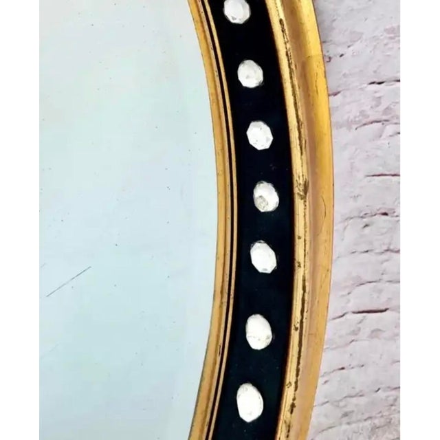 Irish Regency Style Oval Mirror With Parcel Gilt Frame and Glass Cabochons For Sale - Image 4 of 9