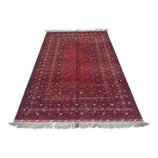 High Quality Red Afghan Mauri Hand-Knotted Wool Rug - 6' X 9'8" For Sale