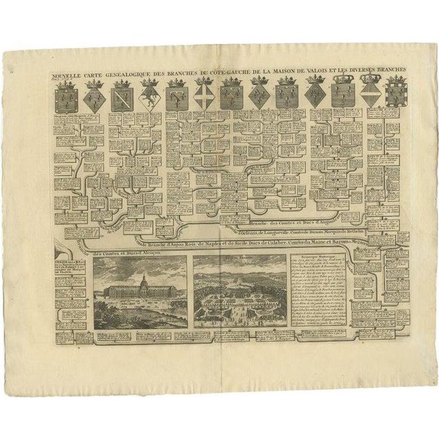 Genealogy Charts of the Valois House in France, 1732, Set of 2 For Sale