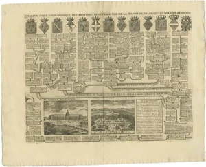 Genealogy Charts of the Valois House in France, 1732, Set of 2