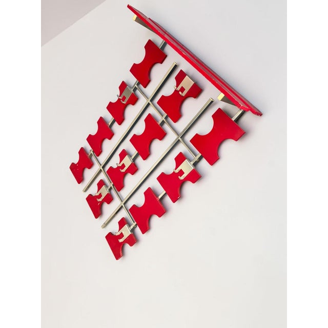 Vintage Space Age Wall Coat Rack in Red with Hat Shelf, 1960s For Sale - Image 13 of 18