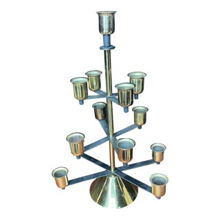 Mid Century Modern Brass Candlestick Holder Tree For Sale