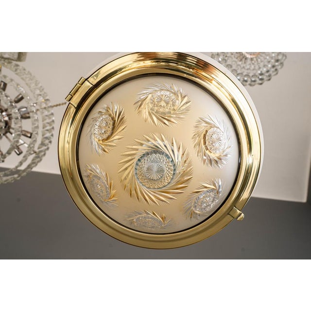Art Deco Ceiling Lamp with Cut Glass Shade, Vienna, 1920s For Sale - Image 6 of 18