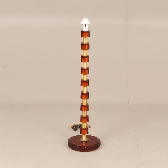 1960s Brass and Amber Glass Lamp from Nybro Armaturfabrik, 1960s For Sale - Image 5 of 8