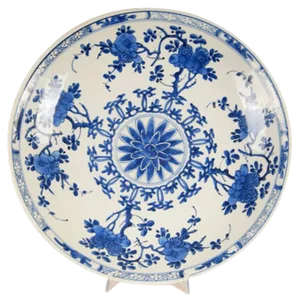Antique Chinese Kangxi Period Blue & White Porcelain Charger Plate, 1600s