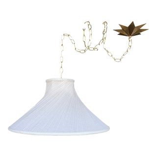 1960s Off White Pleated Swag Pendant Light For Sale