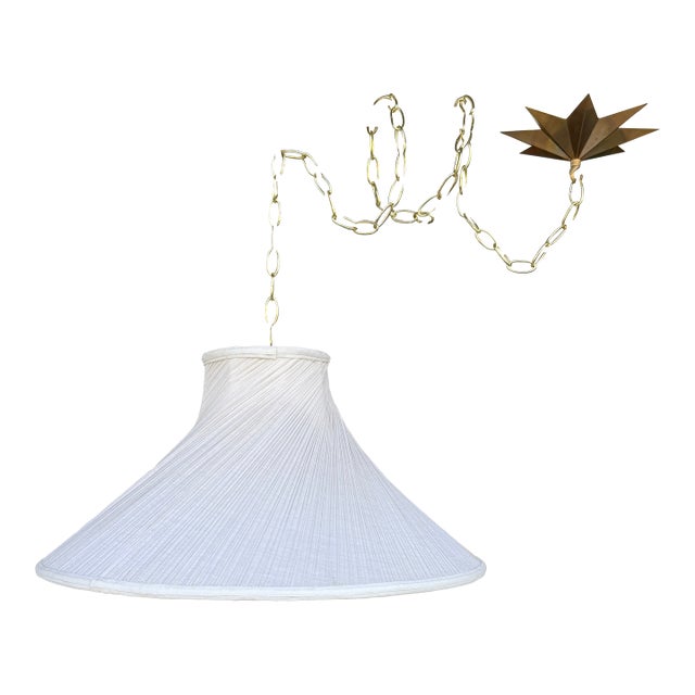 1960s Off White Pleated Swag Pendant Light For Sale