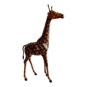 Giraffe Sculpture Hand Painted Leather