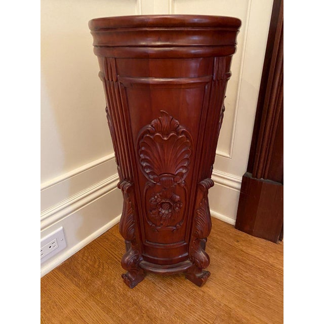 Antique Victorian Carved Mahogany Umbrella Cane Stand, Late 19th Century For Sale In Boston - Image 6 of 6