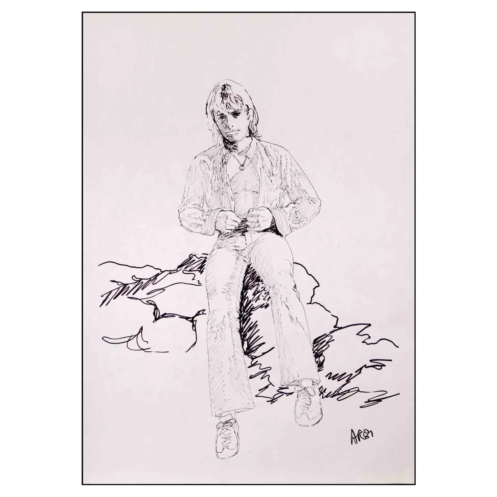 Anthony Roaland, Portrait of a Boy, Original Drawing, 1980 | Chairish