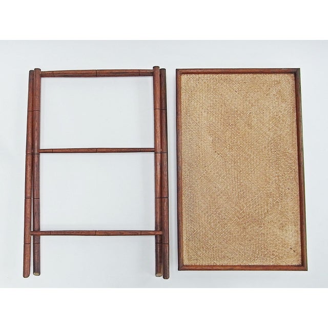 Tray Foldable Side Table in Teak and Rattan Weave, Indonesia, 1980s For Sale - Image 9 of 11