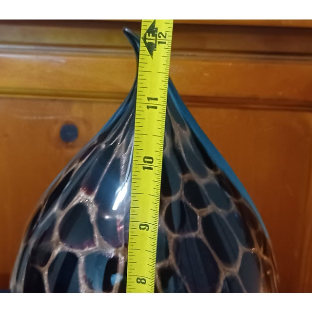 Eros Raffael Signed Murano Art Glass Teardrop Sculpture – Blue and Tortoiseshell For Sale - Image 10 of 16
