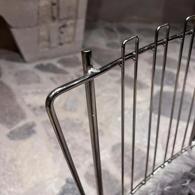 Metal Folding Brass Side Chair Furry Gray Faux Lambskin For Sale - Image 7 of 12