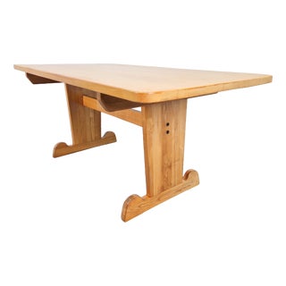 Vintage Danish Dining Room Trestle Table in Elm, 1960 For Sale