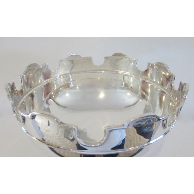1970s Oversized Silver Plate (Made in India) -English Scalloped Crest- Footed Center Cachepot, Centerpiece For Sale - Image 5 of 14