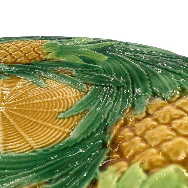 19th Century A George Jones Majolica Pineapples on Basketweave Plate, English, Ca. 1870 For Sale - Image 5 of 7