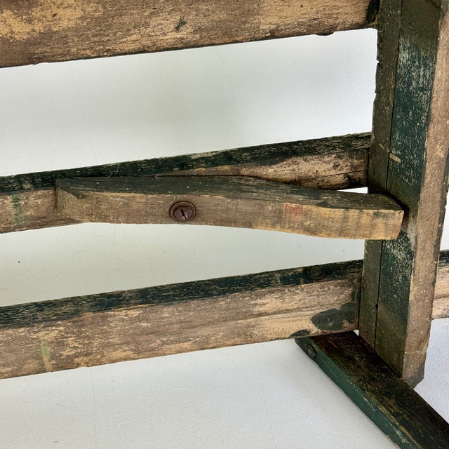 Wood Vintage Wooden Folding Garden Plant/Flower Display Bench With 3 Open Planks Top For Sale - Image 7 of 9