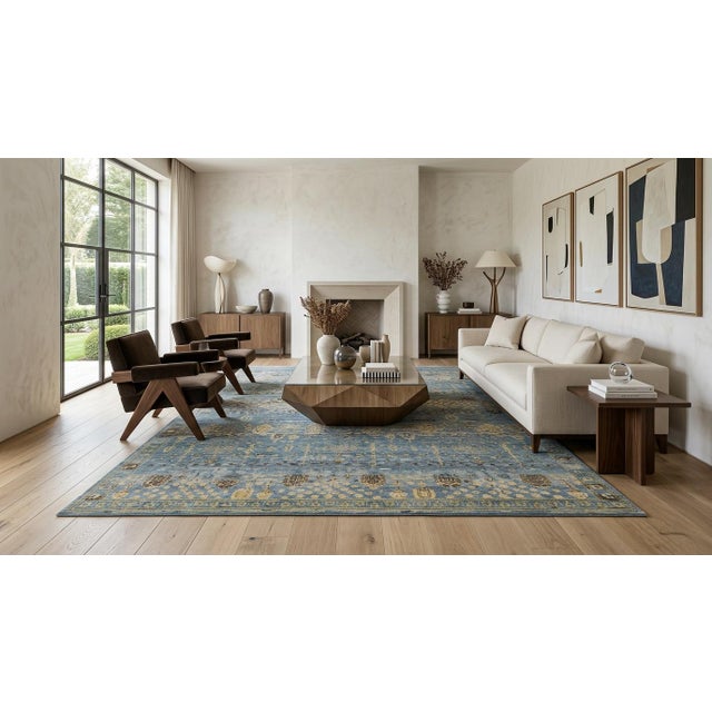 Elevate your space with this stunning Apadana's Khotan-style area rug. Featuring a transitional design that combines...