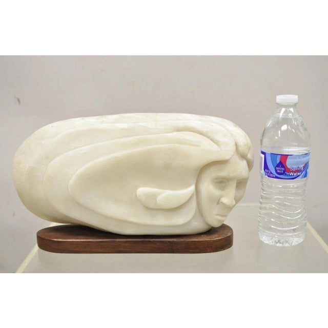 Vintage Bud Miller 1989 Native American Carved Alabaster Double Sided Sculpture. Circa Mid 20th Century. Measurements: 7"...