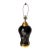 Vintage Black and Gold Floral Ceramic Table Lamp For Sale