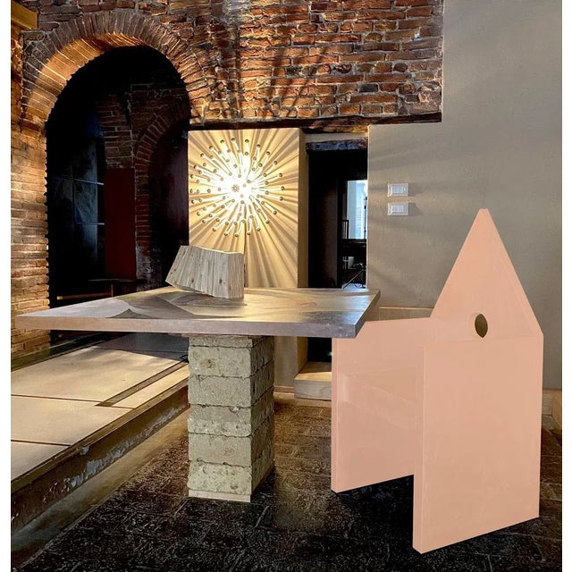 Armchair Vescovina in color Pelle di Pesca, by Lanfranco Benvenuti for Meccani For Sale - Image 4 of 5