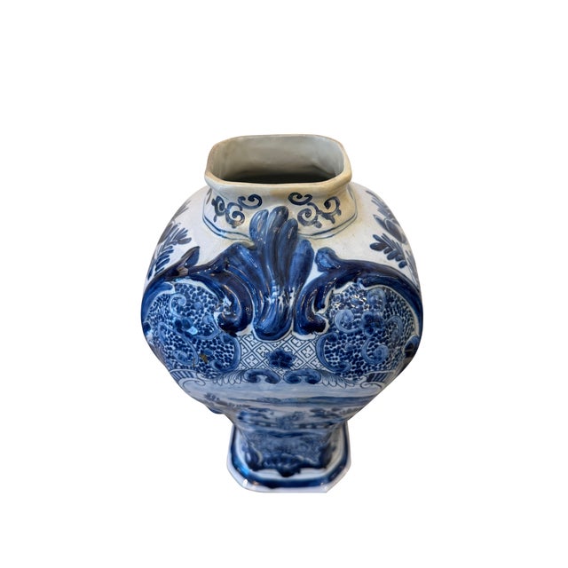 Traditional Pair of Delft Covered Urns For Sale - Image 3 of 4