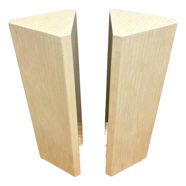 1980s Karl Springer Style Stone Pedestal or Column Stand For Sale