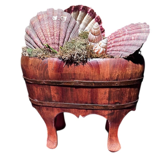 Chinoiserie 50s Chinese Wood Foot Tub Shell Collection Vase Natural Bowl Asian Chinoserie Vintage For Sale - Image 3 of 18