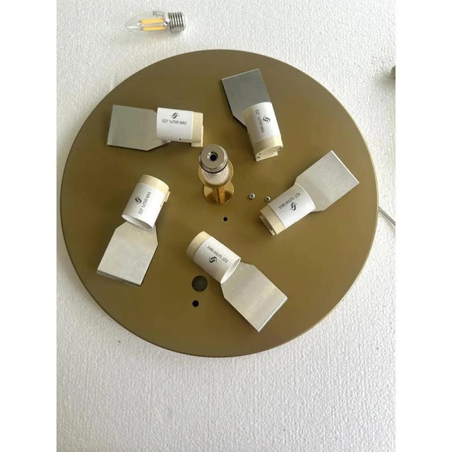 Amber “budino” murano glass flush mount with graniglia. traditional venetian working of murano glass. gold metal frame.5...