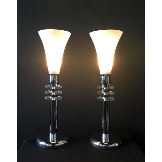 Silver Vintage Art Deco Table Lamps, Set of 2 For Sale - Image 8 of 9