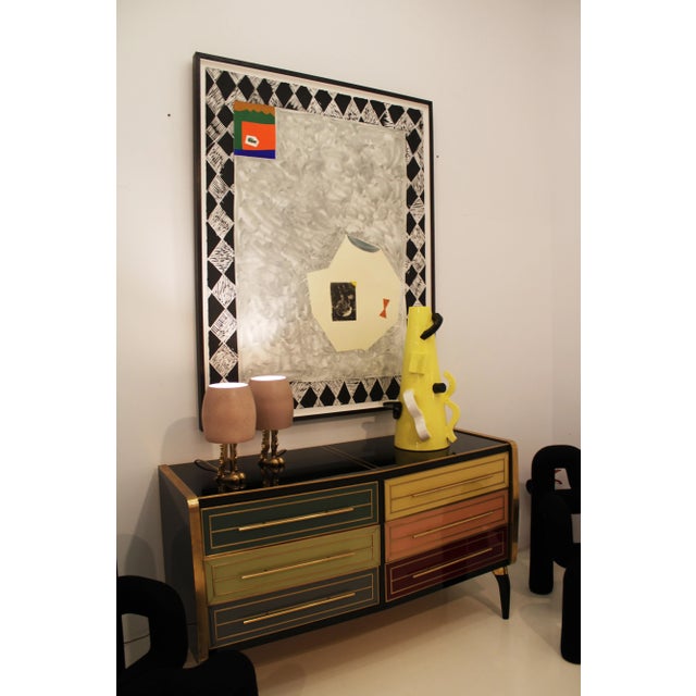 Wood and Colored Glass Bar, Italy, 1950s For Sale - Image 6 of 7