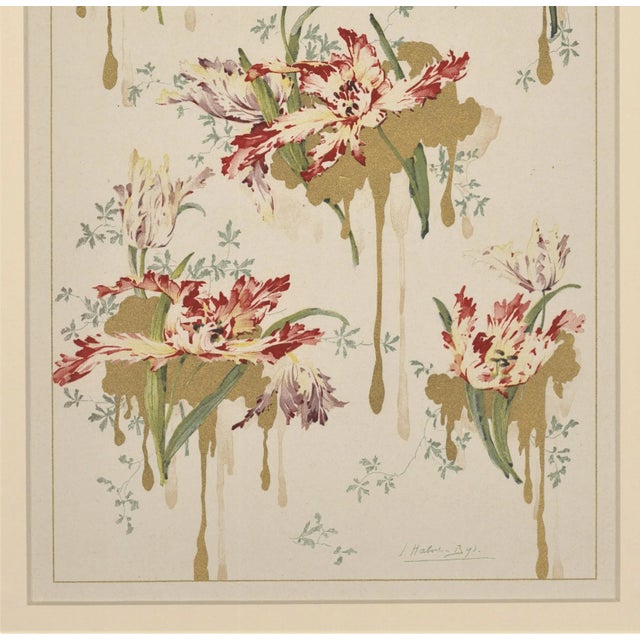 Beaux-Arts 1900 Art Nouveau Botanical Design Chromolithograph-Tulip, Matted For Sale - Image 3 of 5