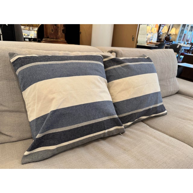 Textile Thom Filicia Home for Eastern Accents Wainscot Denim Throw Pillows, Pair For Sale - Image 7 of 12