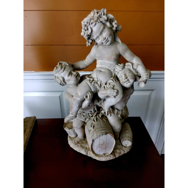 Antique Carved Wooden Putti Sculpture In the Manner of Claude Clodion For Sale - Image 4 of 5