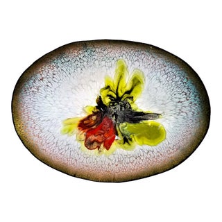 1950s Maggie Howe Original Copper and Enamel Oval Bowl or Hanging Plaque, Signed by the Artist For Sale